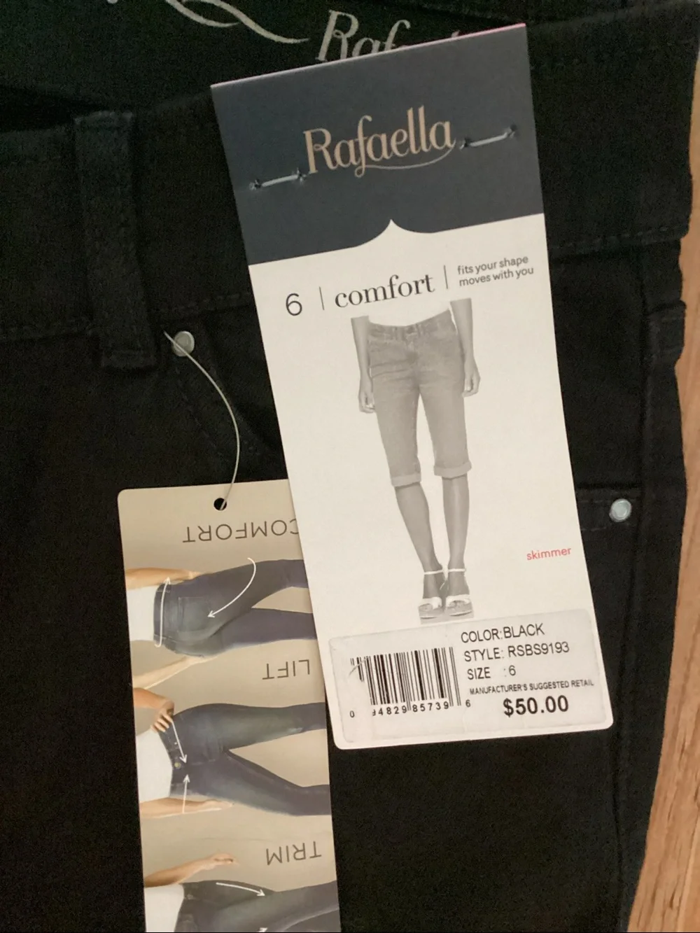 Rafaella - Weekend Denim Skimmer Shorts - Black - Size 6 - new